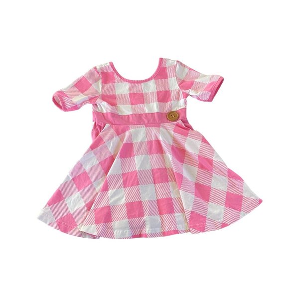 Momi Boutique Handmade Pink Gingham Dress Size 2 - Picture 1 of 5